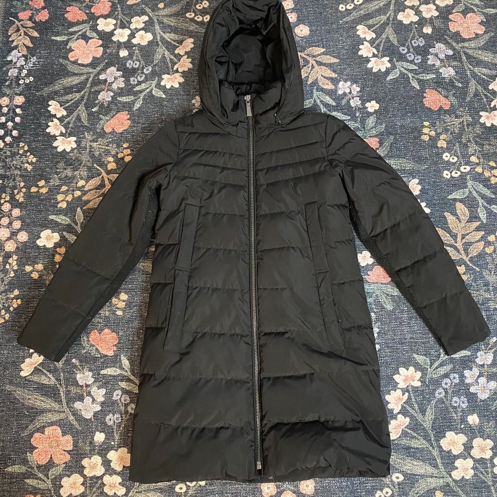Long Warm DKNY Womens Black Winter Jacket Coat Parka, Size XS